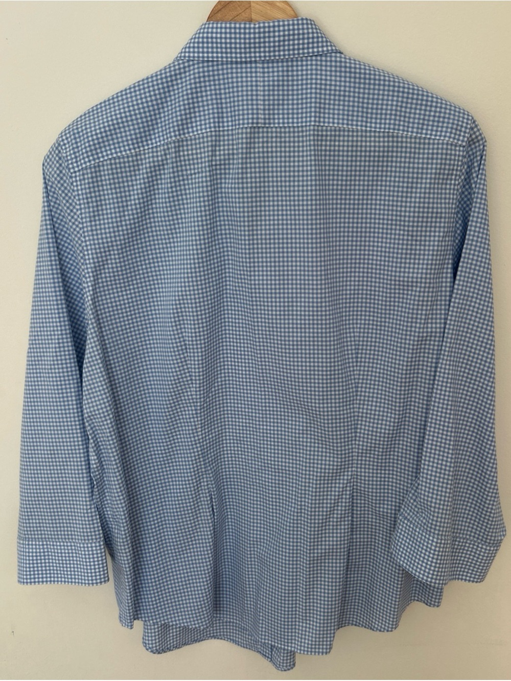 Lauren Ralph Lauren Blue Gingham Non-Iron Button Down Shirt 3/4 Sleeve Sz L - Picture 2 of 7